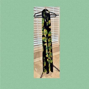 Tropical tie around the neck. Hawaii  Print Maxi dress